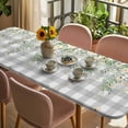 thumbnail image 3 of Watercolor Floral Table Cloths for 8 Foot Rectangle Tables, Spring Flowers Leaves Plants Gray Plaid Patio Waterproof Elastic Fitted Tablecloths, Washable Rectangular Table Cover for Camping, 3 of 8