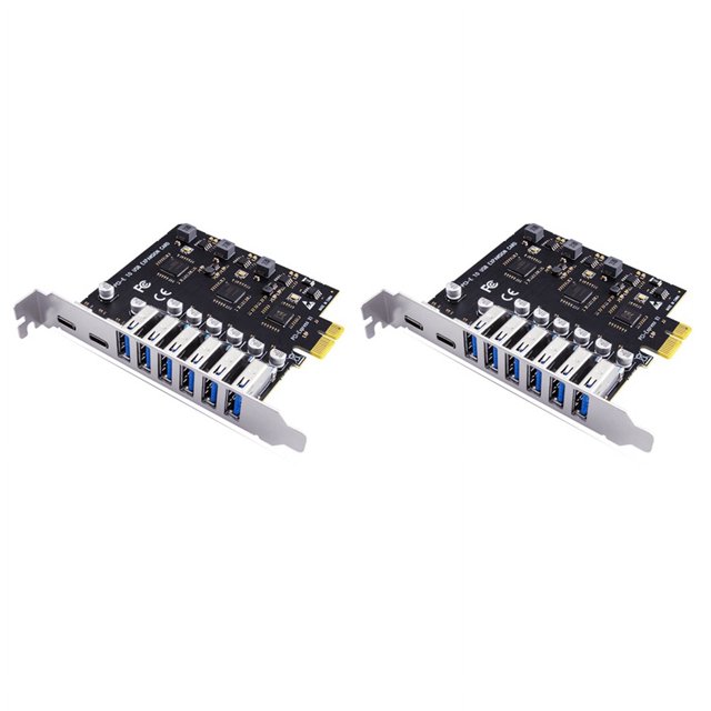 Tarjeta de expansión PCI-E 2X USB 3.2 y tipo C. Adaptador de tarjeta PCIE a controlador USB de 6 puertos + 2 puertos USB-C 3.2 PCI-E.