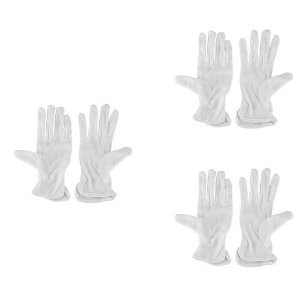 3X Par Guantes de Conduccion Trabajo de Algodon Blanco Antideslizante Protector