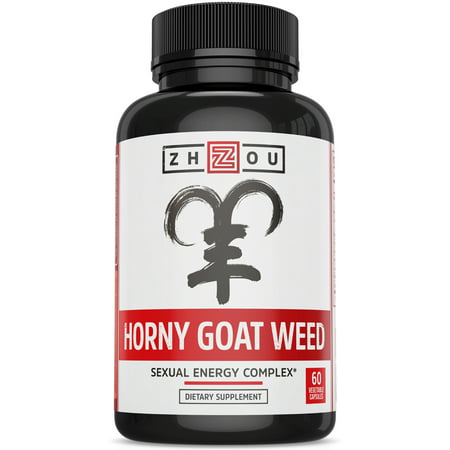 Zhou Nutrition Horny Goat Weed Extrait avec le complexe racine de maca pour la performance et Libido Natural Boost chez les hommes et les femmes, comprend 1000mg Epimedium et 10mg Icariins par portion, 60 capsules