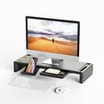 thumbnail image 2 of Monitor Stand Riser, OImatser Foldable Computer Monitor Riser, Adjustable Height Computer Stand and Storage Drawer & Pen Slot, Phone Stand with Computer, Desktop, Laptop, Save Space (Black), 2 of 15