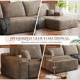thumbnail image 4 of Muumblus 135" Cloud Sectional Sofa with Left Chaise, Cozy U-Shaped Modular Sofa with Ottoman, Plush Corduroy Sleeper Bed Couch, No Assembly Required, Camel, 4 of 9