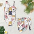 thumbnail image 5 of Jiueut Cartoon Cat Print Girls Swimsuit One Piece Bathing Suit with Adjustable Straps Cut Out Kids Beach Swimwear with Mesh Cover Up, 5 of 7