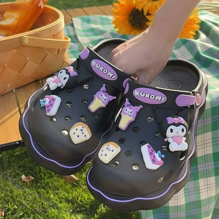 

Kawaii Hello Kitty Cave Shoes Sanrio Cartoon Cinnamoroll Kuromi Summer Student Sandals Eva Thick Heel Women s Beach Slippers New