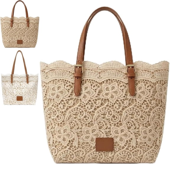 Vintage Lace Shoulder Bag – Women’s Beach Boho Purse for Summer Travel Tote, Stylish Functional Women's Handbag