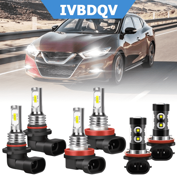 For Nissan Maxima 2009-2014 LED Headlights Combo 9005 High Beam H11 Low Beam H11 Fog Light Kit 6Pcs Bright White