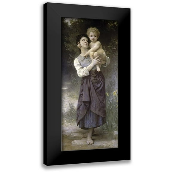 Bouguereau, William-Adolphe 8x14 Black Modern Framed Museum Art Print Titled - Brother and Sister