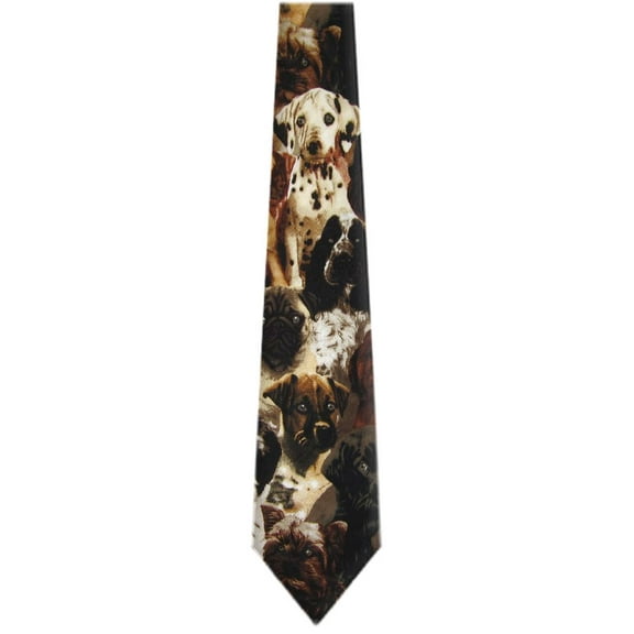 Mens Novelty Dog Necktie - Brown Black