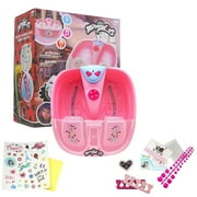 Miraculous Ladybug - Marinette's Foot Spa Set for Kids with Real Bubbles Massage and Relaxing Music with DIY Manicure and Pedicure Set with Foot Care Kit, Wyncor