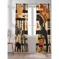 thumbnail image 2 of Sheer Curtains 96 inches Long, African Woman Giraffe Elephant Beige Silhouette Ethnic Style Light Filtering Sheer Window Curtains Rod Pocket Voile Drapes for Bedroom Living Room, 52"W x 96"L 2 Panels, 2 of 7