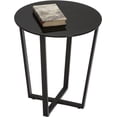 thumbnail image 4 of Mango Steam Round Metro Glass End Table/Side Table/for Living Room & Dining Room - Black Top/Black Base, 4 of 14