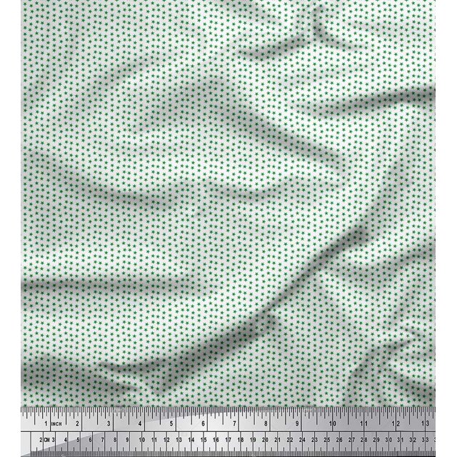 Soimoi Green Rayon Fabric Stars Star Print Sewing Fabric Yard 42 Inch Wide