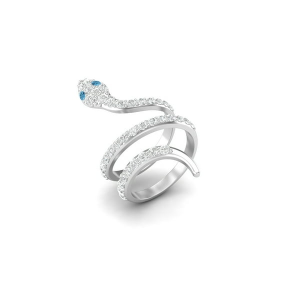 Mooneye 925 Sterling Silver Swiss Blue Topaz Cobra Snake Women Wrap Valentines Day Gift Rings