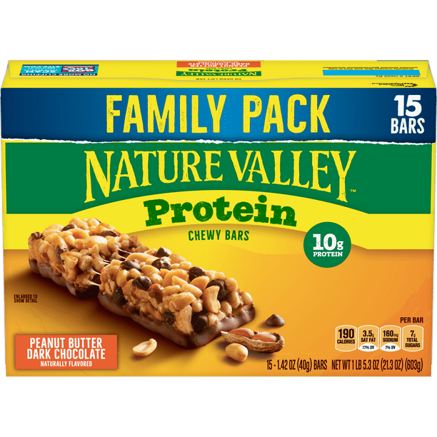 Nature Valley 10g Protein Chewy Granola Bars, Peanut Butter Dark Chocolate, 15 Ct Family Pack