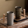 thumbnail image 3 of Nordic Earth Mugs, Japanese-style Vintage Ceramic Coffee Mug With Wood HandleGift, 3 of 5