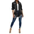 thumbnail image 2 of Veste en Jean pour Femmes à Manches Longues Classique, Délavée, Papillon, Chemise en Denim Surdimensionnée, Manteau, 2 of 3