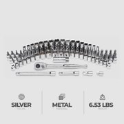 Master Mechanic 60 Piece Mechanics SAE Socket Tool Set, 3/8 Drive Bits