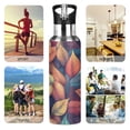 thumbnail image 7 of Yayeee 20oz Insulated Water Bottle Double Wall Stainless Steel with Flip Straw Lid, Blue Vibrant Leaves Pattern, 7 of 7