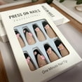 thumbnail image 4 of Black French Tip Press on Nails Long length Coffin Fake Nails 3D Flowers with Gold Pearl Designs False Nails Full Cover Glue on Nails Acrylic Ballerina Artificial Nails Stick on Nails for Women 24Pcs, 4 of 4