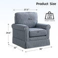 thumbnail image 2 of Ebello 30" Swivel Accent Chair, Wide Bohemian Cotton Blend Vertical Arm Accent Chairs for Adults, Blue, 2 of 9