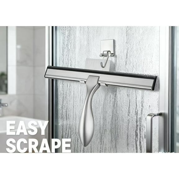 Heavy-Duty Stainless Steel Squeegee - Streak-Free Cleaning for Glass & Cars   Built-In Organizer