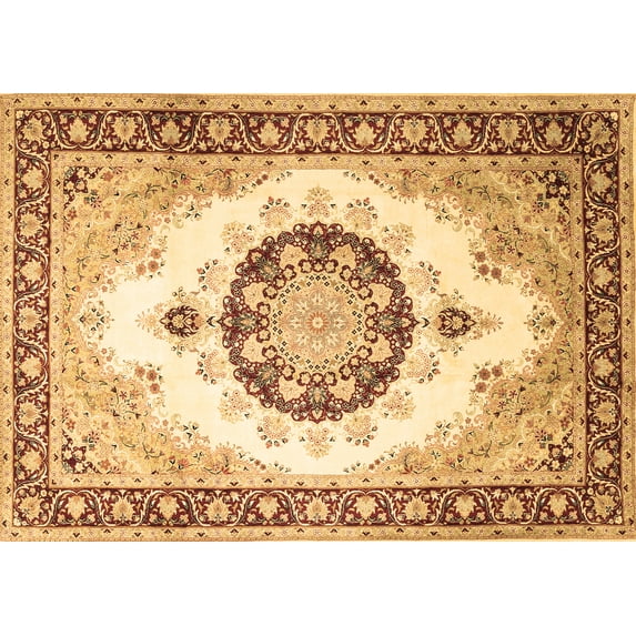 Ahgly Company Indoor Rectangle Medallion Brown Traditional Area Rugs, 7' x 9'