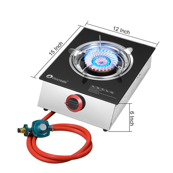 Vivicreate Glass Stove 15000 BTU auto ignition garden camping party propane grill stove cooker burner