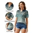 thumbnail image 5 of Fancyglim Henley Blouses for Women V Neck Short Sleeve Floral Print Button Trendy Shirts Fashion Dressy Loose Tunic Tops Navy XL, 5 of 7