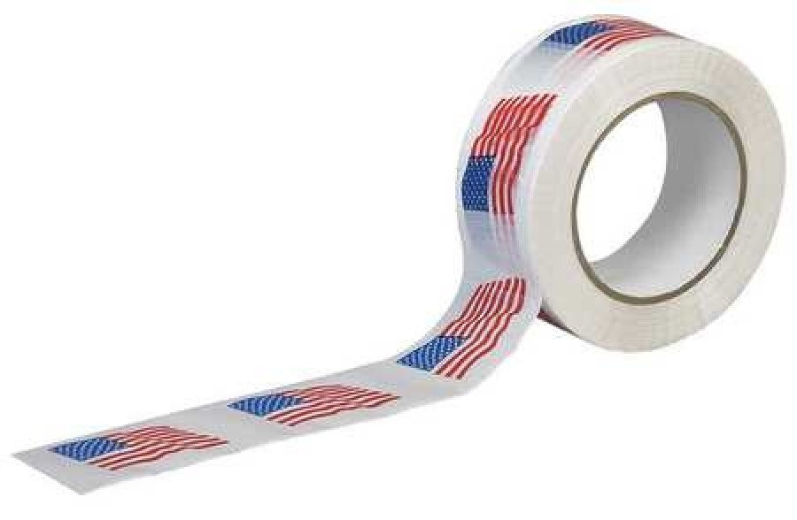 TAPECASE 15C764 Carton Tape,Red/Blue/White,2Inx55Yd