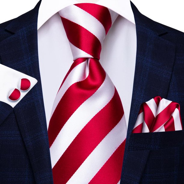 Corbata de boda de seda a rayas rojas y negras para hombre, regalo de gemelos a mano, corbata para hombre, moda para fiesta de negocios, envío directo Dengxun unisex