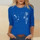 thumbnail image 2 of Tops de Cuello Redondo para las Mujeres Moda Impresa 3/4 Mangas Blusa Casual Top, Estante de Imitación, 2 of 5