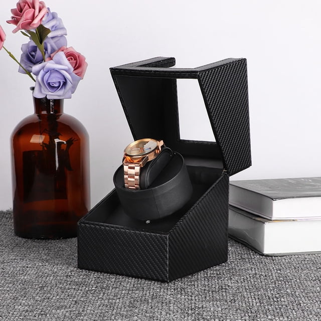 Single Automatic Watch Winder with Quiet Motor Wristwatch Display Case Box 100-240V (US)