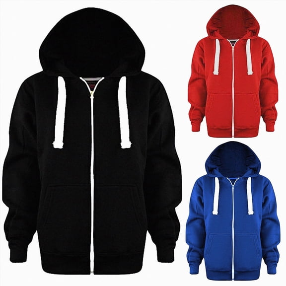 6-7 Years Child Boys Girls Solid Color Long Sleeve Zip Up Hoodie Sweatshirt Jackets Top Winter School Hoodie Sports Hoodie Dark Blue School Hoodie