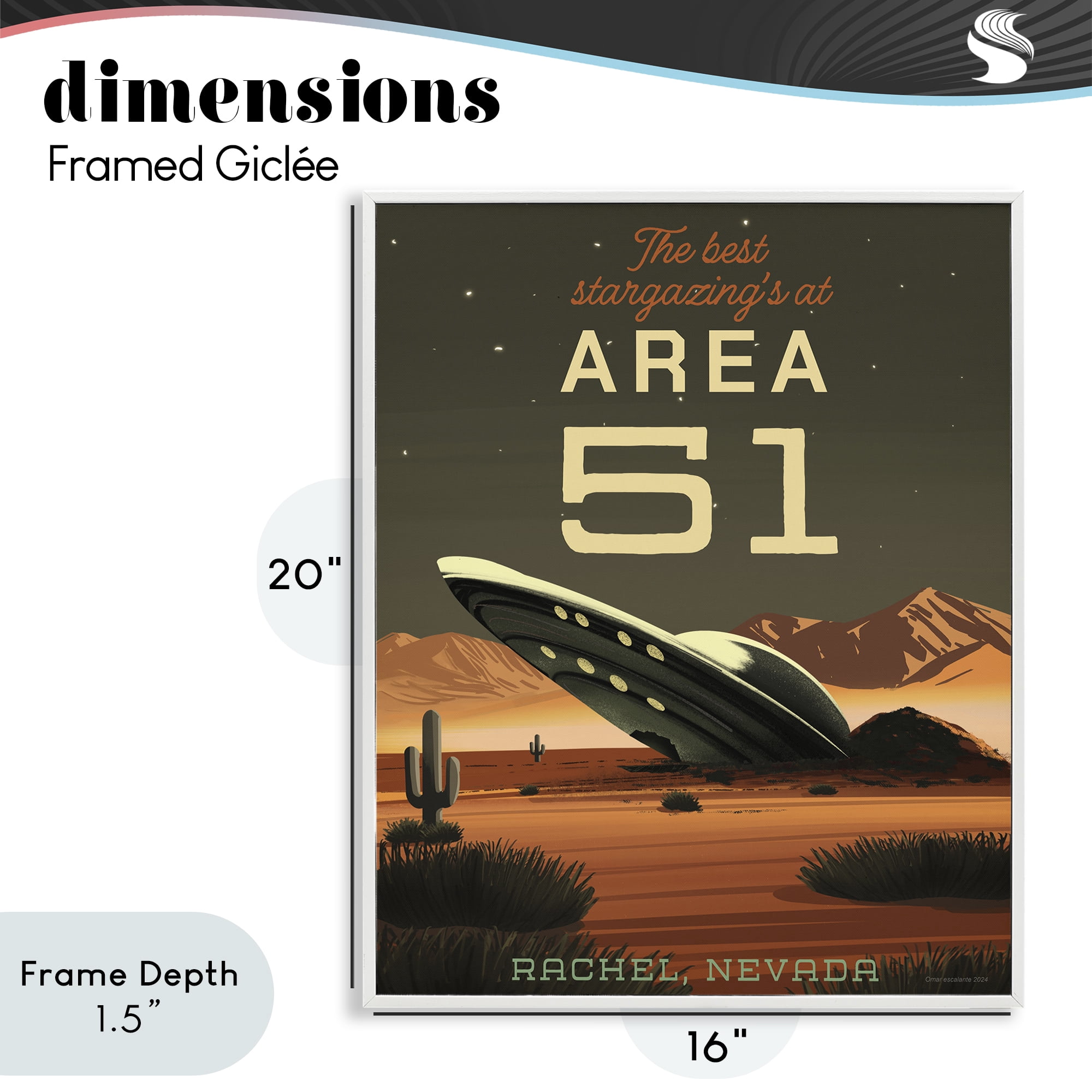Stupell Industries Stargazing Area 51 White Framed Giclee Art, design by Omar Escalante