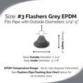 thumbnail image 3 of Flashers #3 Grey EPDM Flexible Roof Jack Pipe Boot Metal Roofing Pipe Flashing (Pipe OD 1/4" to 5"), 3 of 6