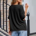 thumbnail image 6 of RYRJJ Womens Summer Tops Fashion Half Sleeve Waffle Knit Shirts Casual V Neck Colorblock Patchwork Blouses(Black,XXL), 6 of 9