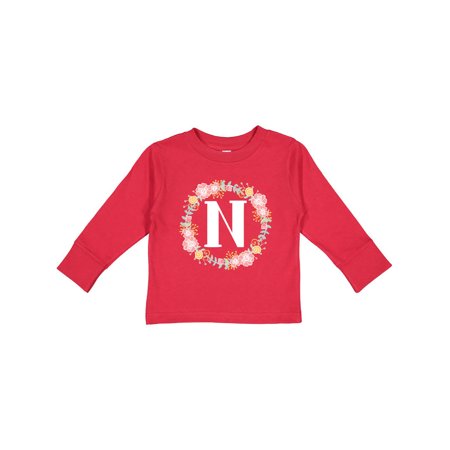 

Inktastic Monogram Letter N Rose Floral Wreath Gift Gift Toddler Toddler Girl Long Sleeve T-Shirt