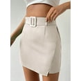 thumbnail image 4 of LinYooLi Women's Solid High Waist Pencil Belt Skirt Bodycon Mini Skirt, 4 of 5