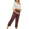 thumbnail image 5 of Douhoow Pregnant Women Pants Maternity Stretchy Comfortable Lounge Pants High Waist Capri Pants Pregnancy Yoga Trousers, 5 of 7