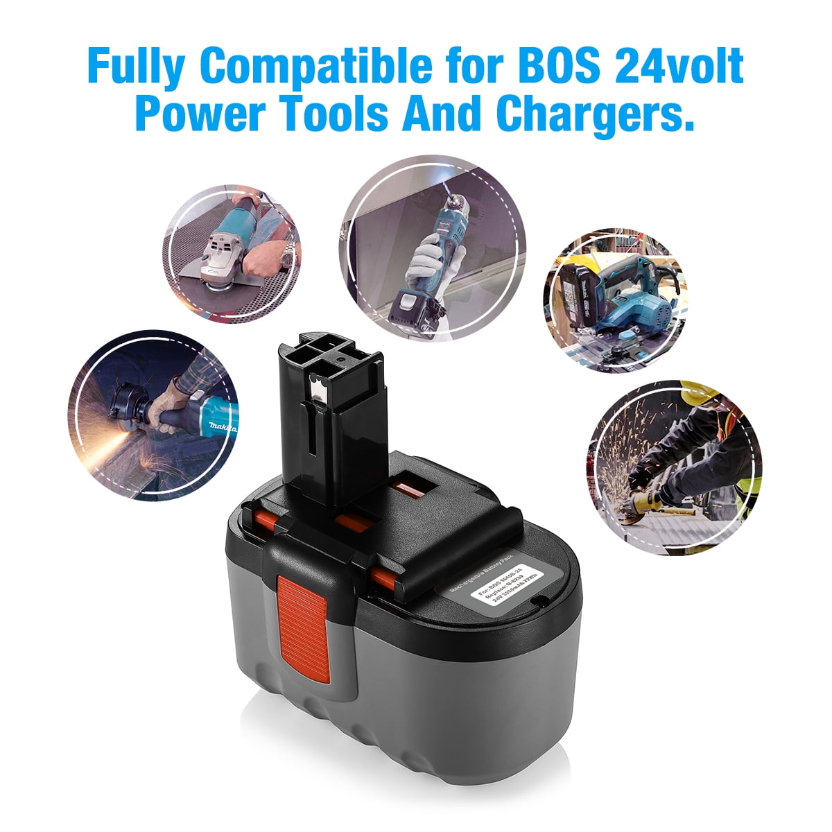 Powerextra 24V 3000mAh Replacement Battery for Bosch 11524, 12524, 13624-2G, 1660K-24, 3452, 3960, 1645-24, 52324B, Baccs 24V, Gbh24vf GCM 24V, GKG