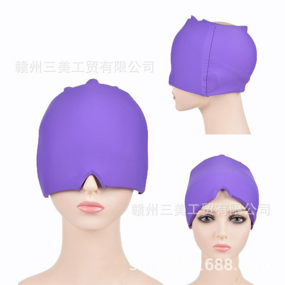 Gel Ice Headache Migraine Relief Hat Cold Compress Therapy Cap Ice Head Wrap Pack Eye Mask for Pressure Relieve Pain Ice Hat (purple)