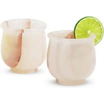 Radicaln White Onyx Marble Shot Glasses Set of 2 - 2 inch Handcrafted Stone Cups for Whiskey, Tequila, Espresso ? Stylish Drinkware for Bar & Gifting