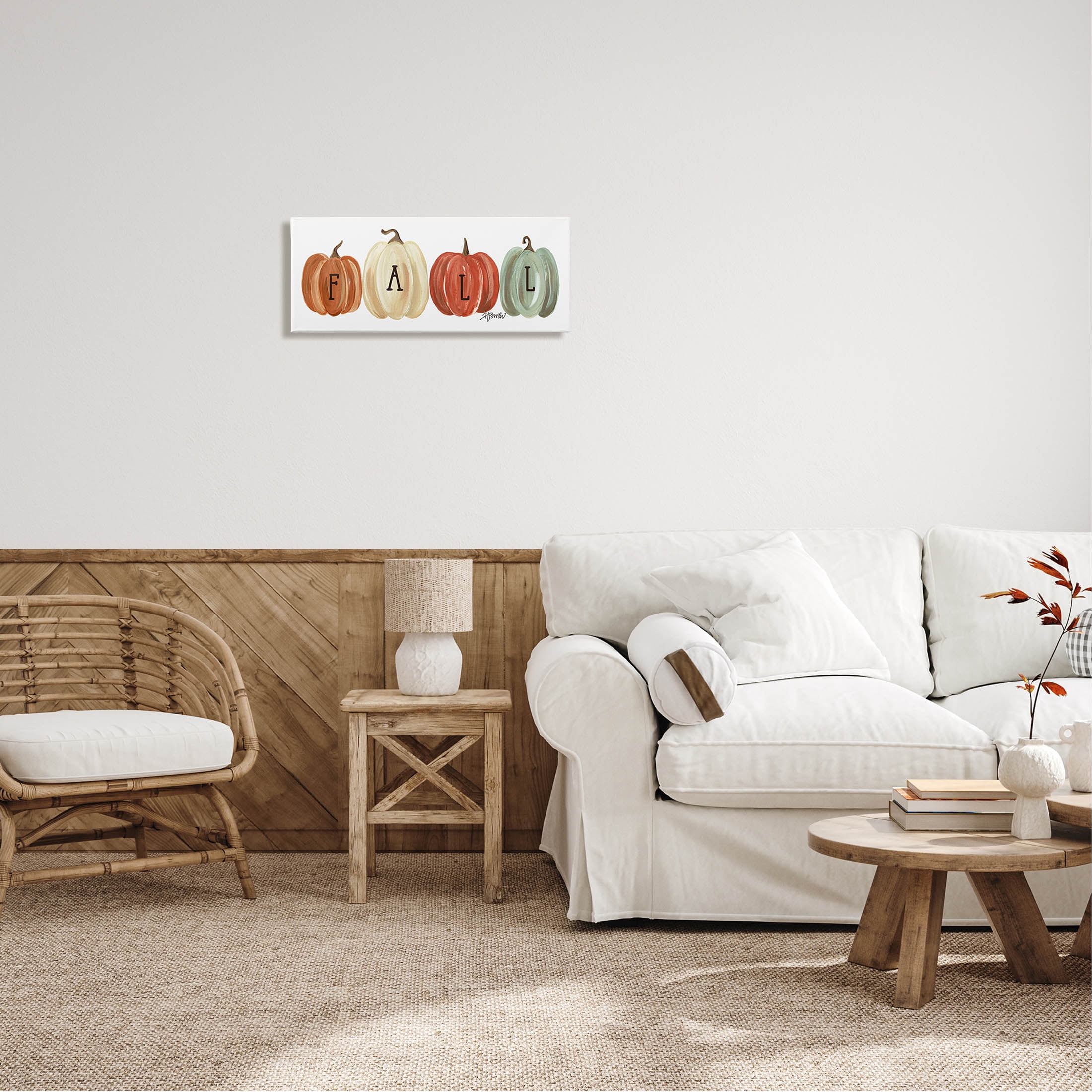 Fall Varied Autumn Pumpkins Holiday Graphic Art Gallery Wrapped Canvas Print Wall Art