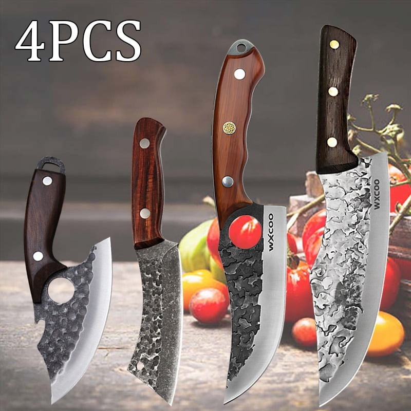 4PCS Stainless Steel Set of Unique Knives Kitchen Knives Utility Knife Multipurpose Knife Professional Fruit Knife Fish Knife Beef Knife Sharp Sashimi Knife Camping Knife Gifts