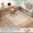 thumbnail image 4 of Area Rug 9x12 Geometric Bordered Solid Washable Rug – Modern Low Pile Non Shedding Carpet with TPR Non Slip Backing, Soft Neutral Floor Mat for Living Room, Bedroom & Nursery, 4 of 9