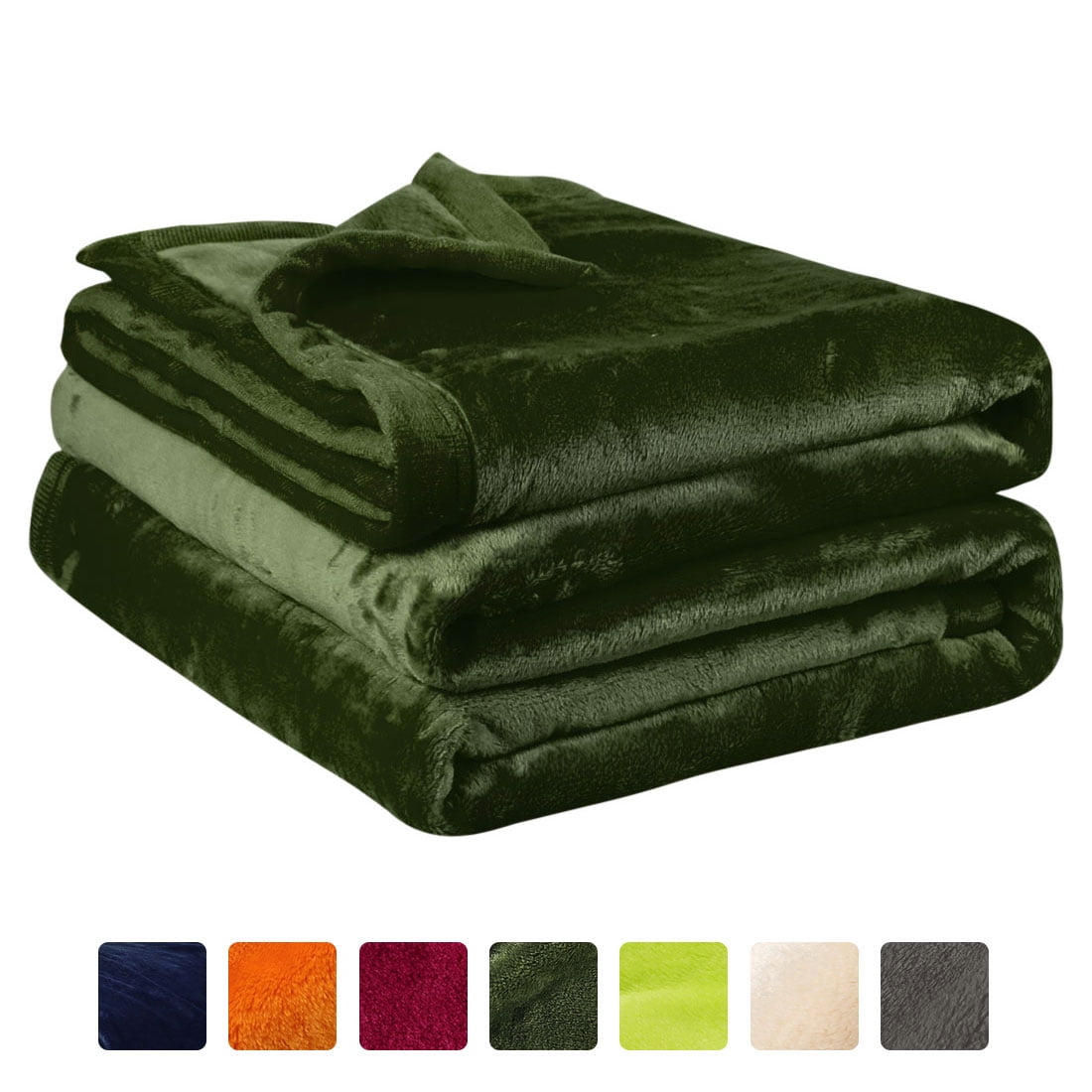 Microplush Lightweight Thermal Bed Fleece Blankets Olive Green Queen