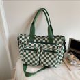 thumbnail image 3 of Bolso Cruzado A Cuadros Hombro Con Tablero Ajedrez Mano Elegante para Mujer () Verde, 3 of 9
