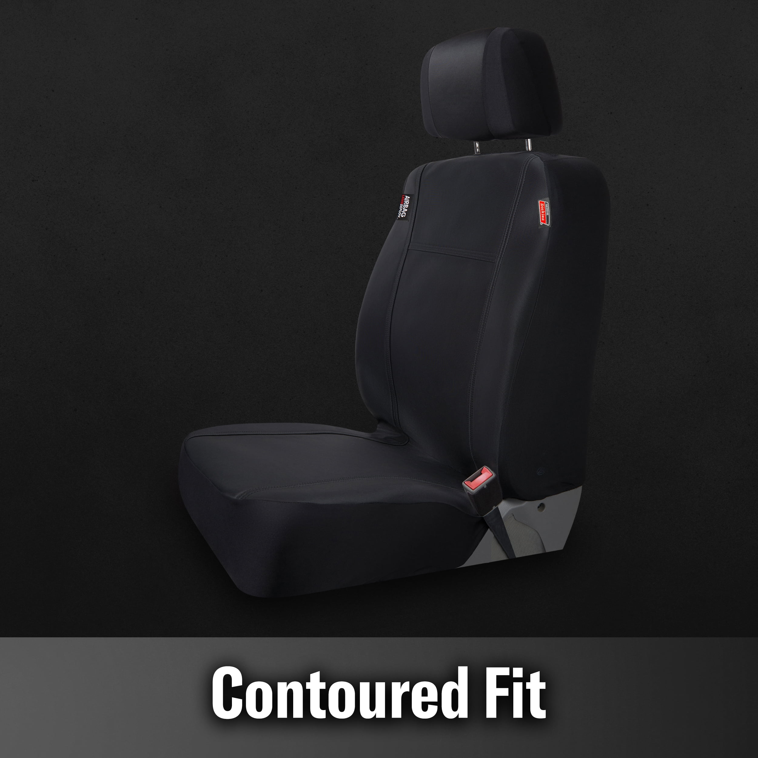 Genuine Dickies 2-Piece Black Puncture-Resistant Front Car, Truck, SUV Seat Covers, Protect from Pets, Universal Fit
