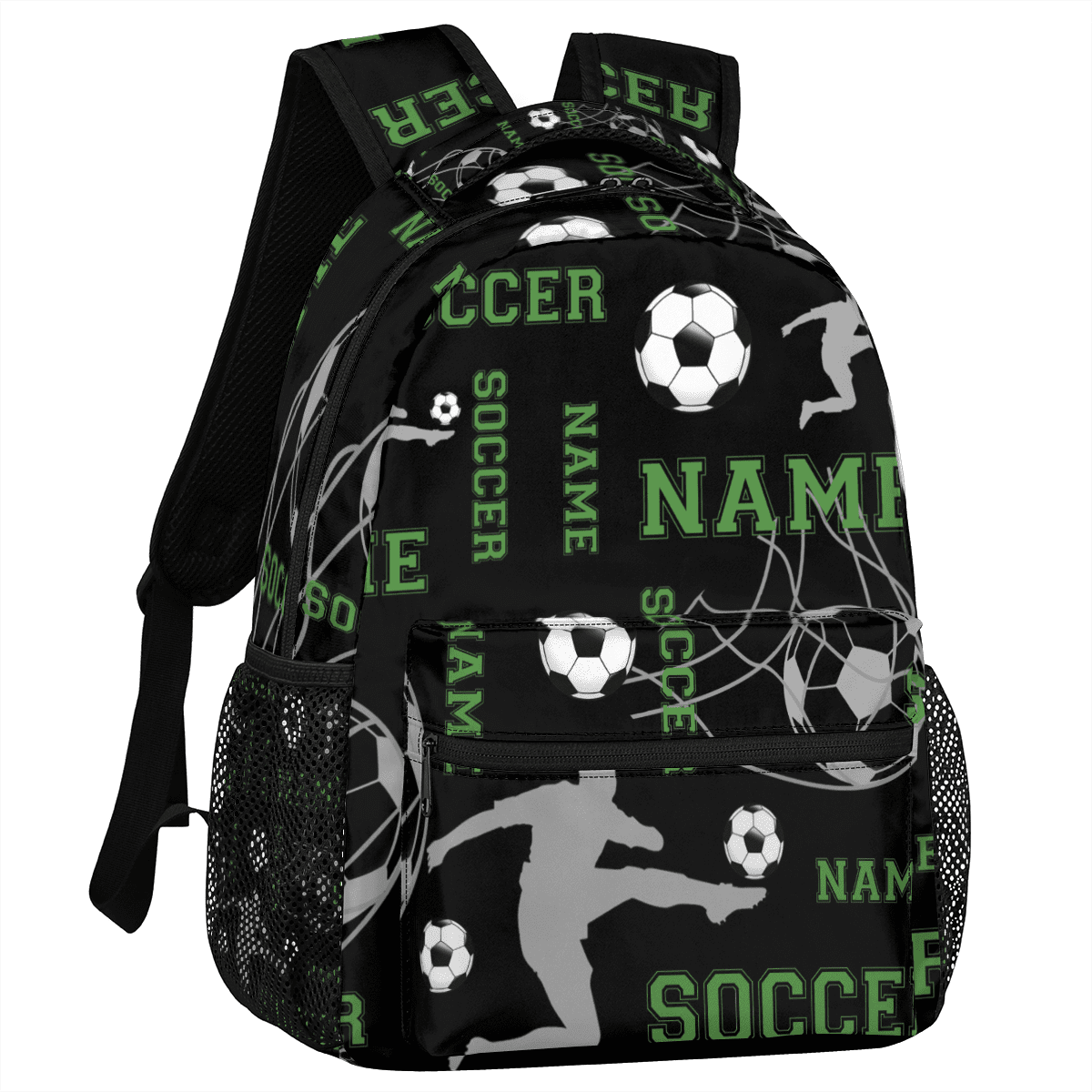 Jiaoprinted Custom Soccer Backpack with Name, Personalized Lightweight Casual Daypack for Women Men, Customized 18 Inch Travel Back Pack