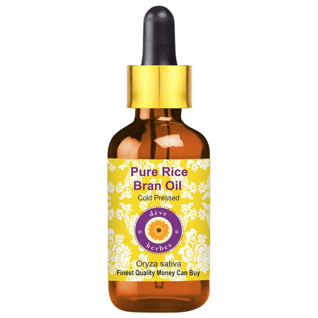 fourthline Pure Rice Bran Oil (Oryza sativa) with Glass Dropper Natural Therapeutic Grade Cold Pressed 30ml